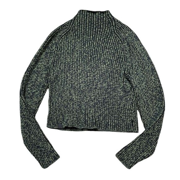 LULULEMON Cotton Cashmere Blend Mock Neck Sweater Green Black Size 4 - Picture 4 of 10